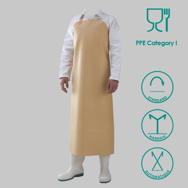 Yellow nitrile work apron for butchering